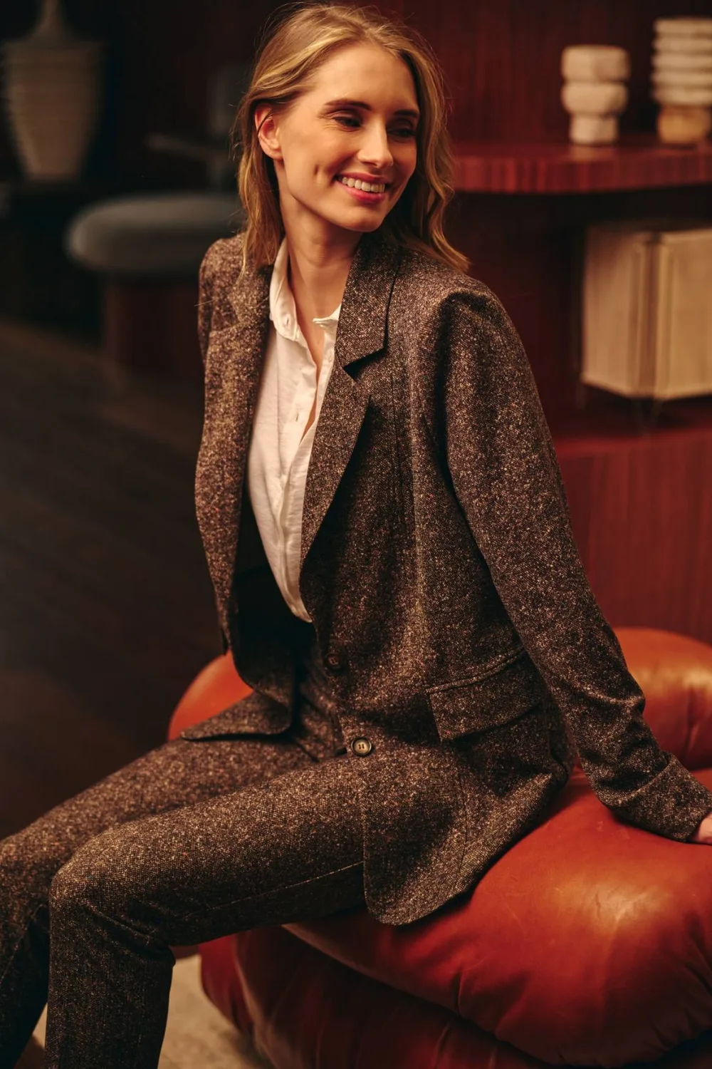 Blazer Nick Donegal Tweed Choco en Broek Soul Lano Donegal Tweed Choco.