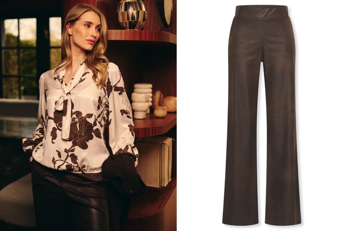 Blouse Jesse Print Jappa Ecru en Broek Soul Biker Choco.